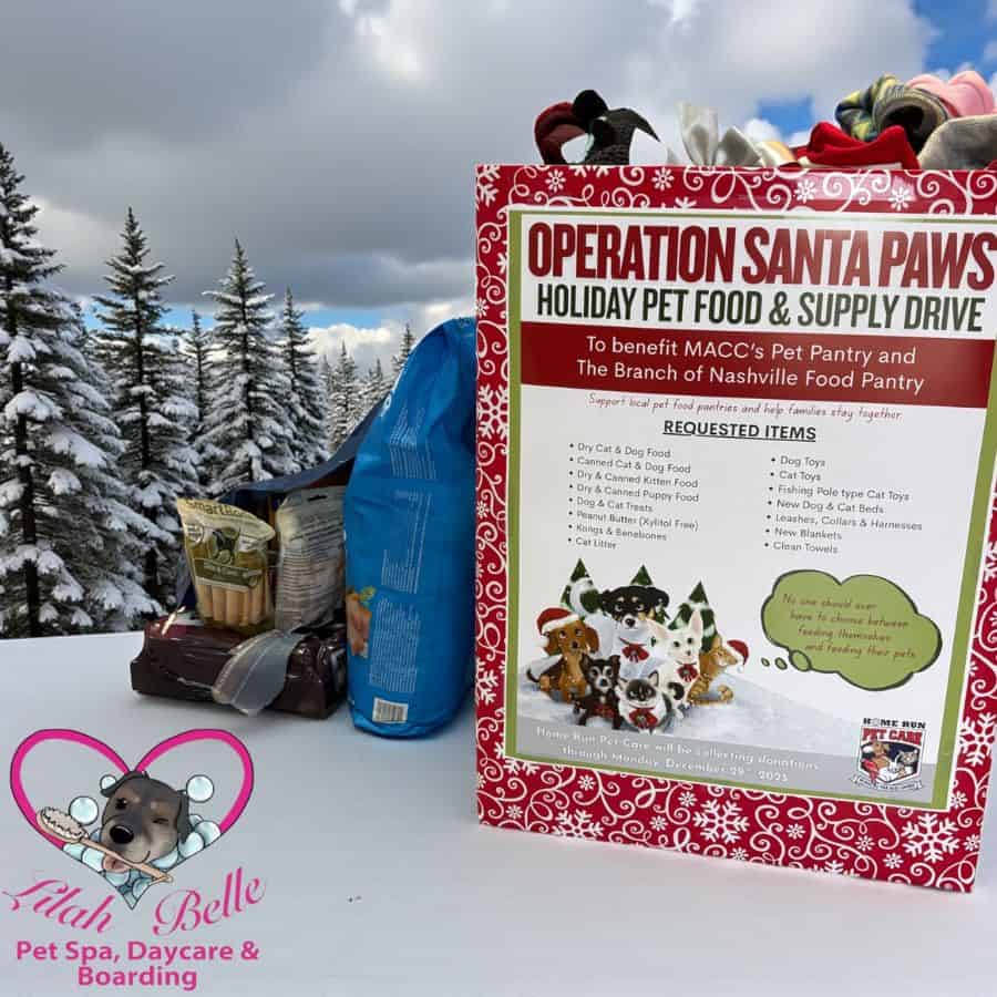Lilah Belle Pet Spa- Santa Paws Nashville Holiday Pet Food and Supply Drive